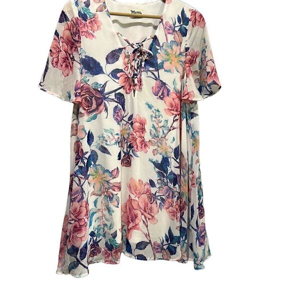 SHOW ME YOUR MUMU Floral Tunic Dress Cover Up Fully Lined Size Large - Picture 4 of 8